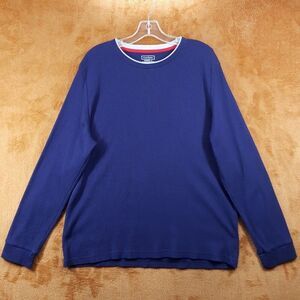 CLUB ROOM Shirt Mens XL Blue Pullover Crew Waffle Knit Thermal Long Sleeve